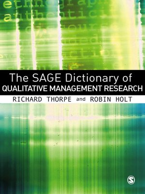 cover image of The SAGE Dictionary of Qualitative Management Research
